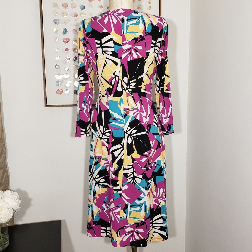 Kasper geometric floral wrap dress size 4 - Picture 6 of 7